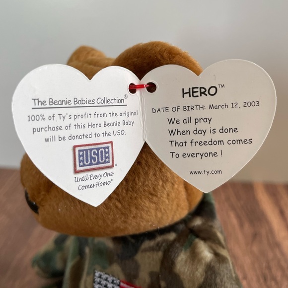 3 FOR $25: Authentic TY Beanie Babies Hero the Bear, 2003. NWT - Picture 3 of 3